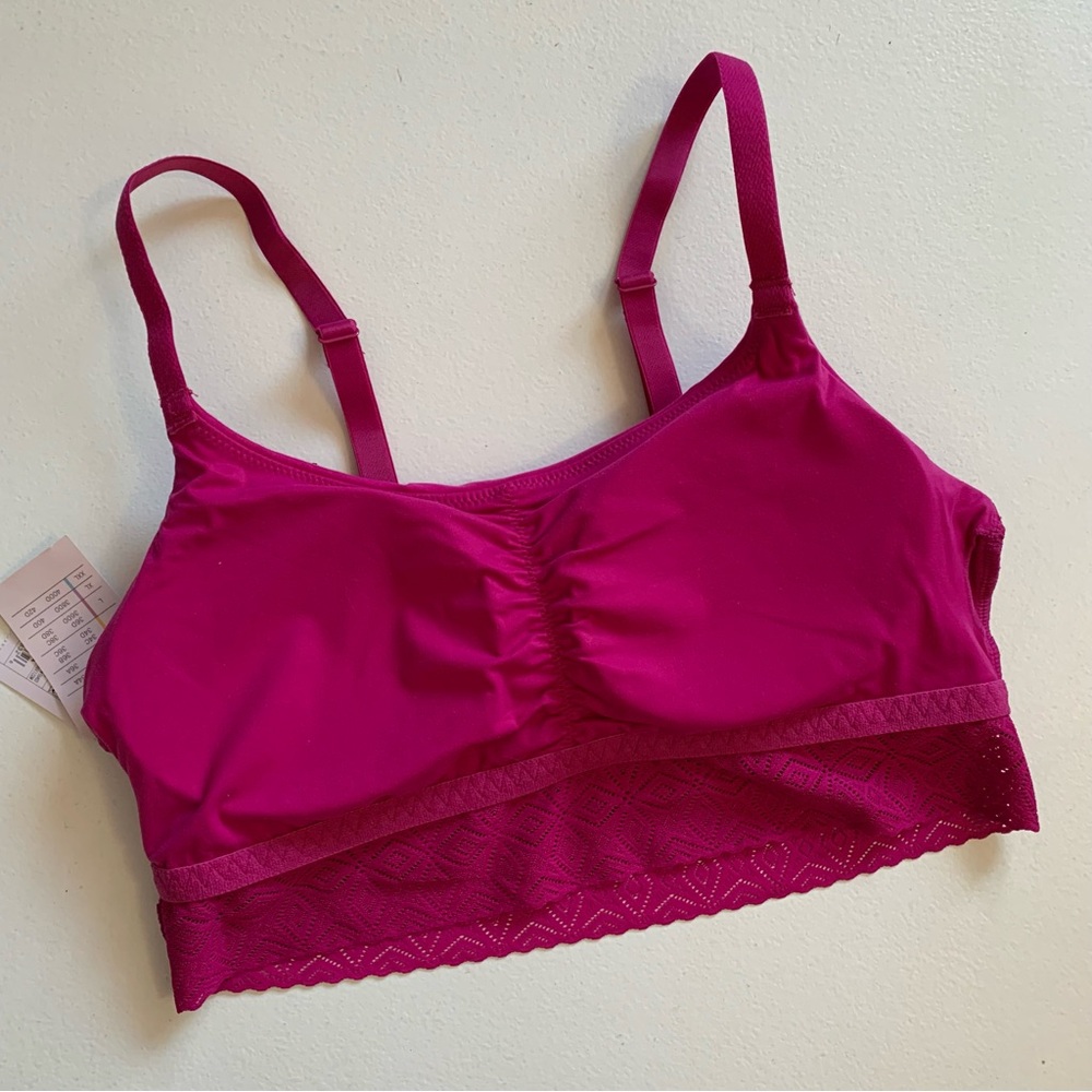 Auden Dark Pink Lace Trim Longline Bralette Size Medium NWT - Picture 8 of 13